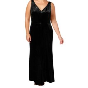 RALPH LAUREN WOMENS VELVET METALLIC EVENING DRESS SIZE 14
